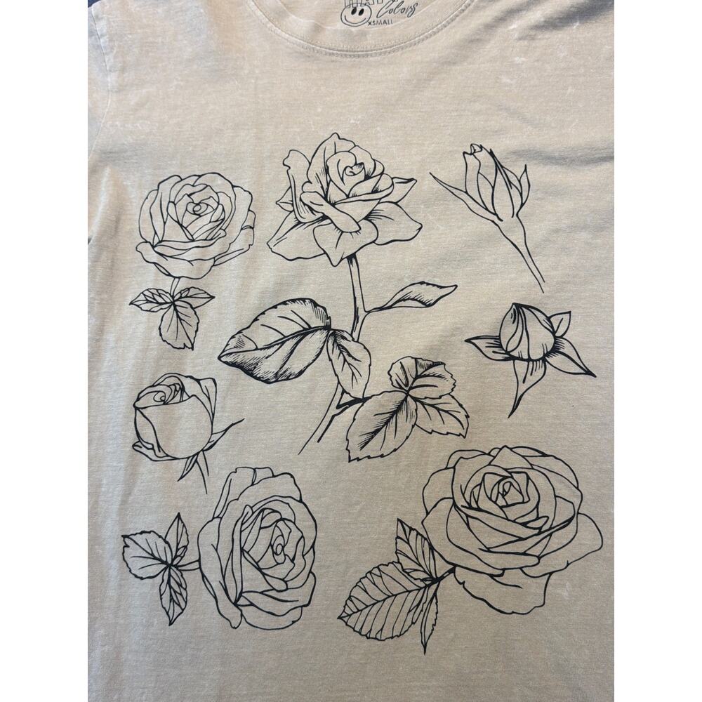 Happy Colors Women’s T-Shirt Large Graphic
Rose Flower Theme Tan Size X-Small - Picture 2 of 11